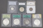 (7) GRADED COINS, 1856 HALF CE