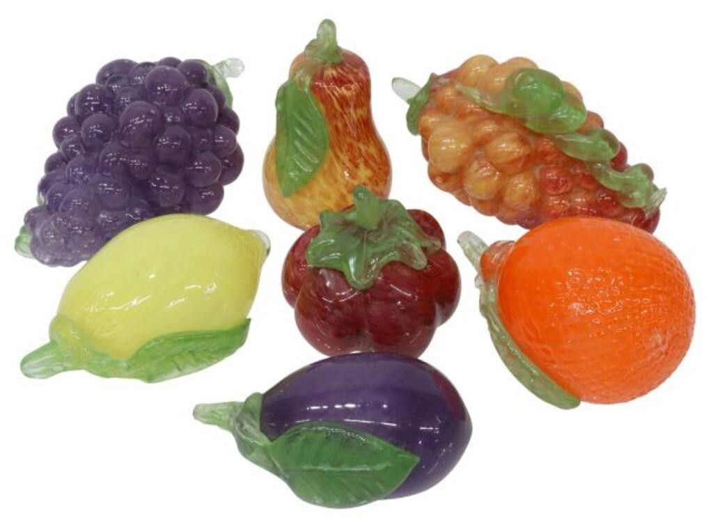 (7) ITALIAN MURANO ART GLASS FRUIT,