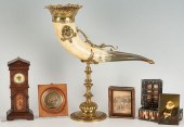 7 ITEMS: GILT MOUNTED HORN, PO