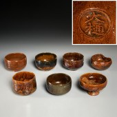 (7) JAPANESE OHI RAKU WARE CHA