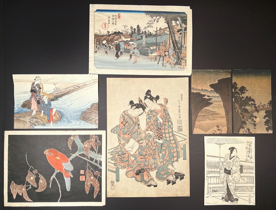 7 JAPANESE WOODBLOCK PRINTS,