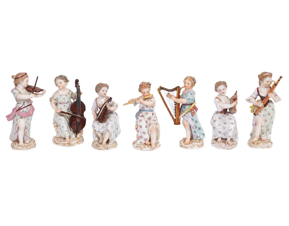 7 MEISSEN GIRL MUSICIANS 19/20TH