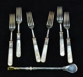 (7) MOP/Silver Dessert Forks &