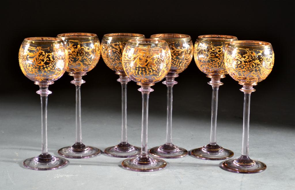 (7) Moser Enameled Wine StemsTo