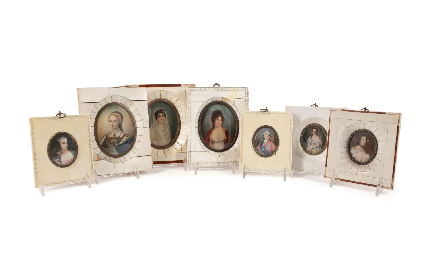 7 OVAL PORTRAIT MINIATURES IN