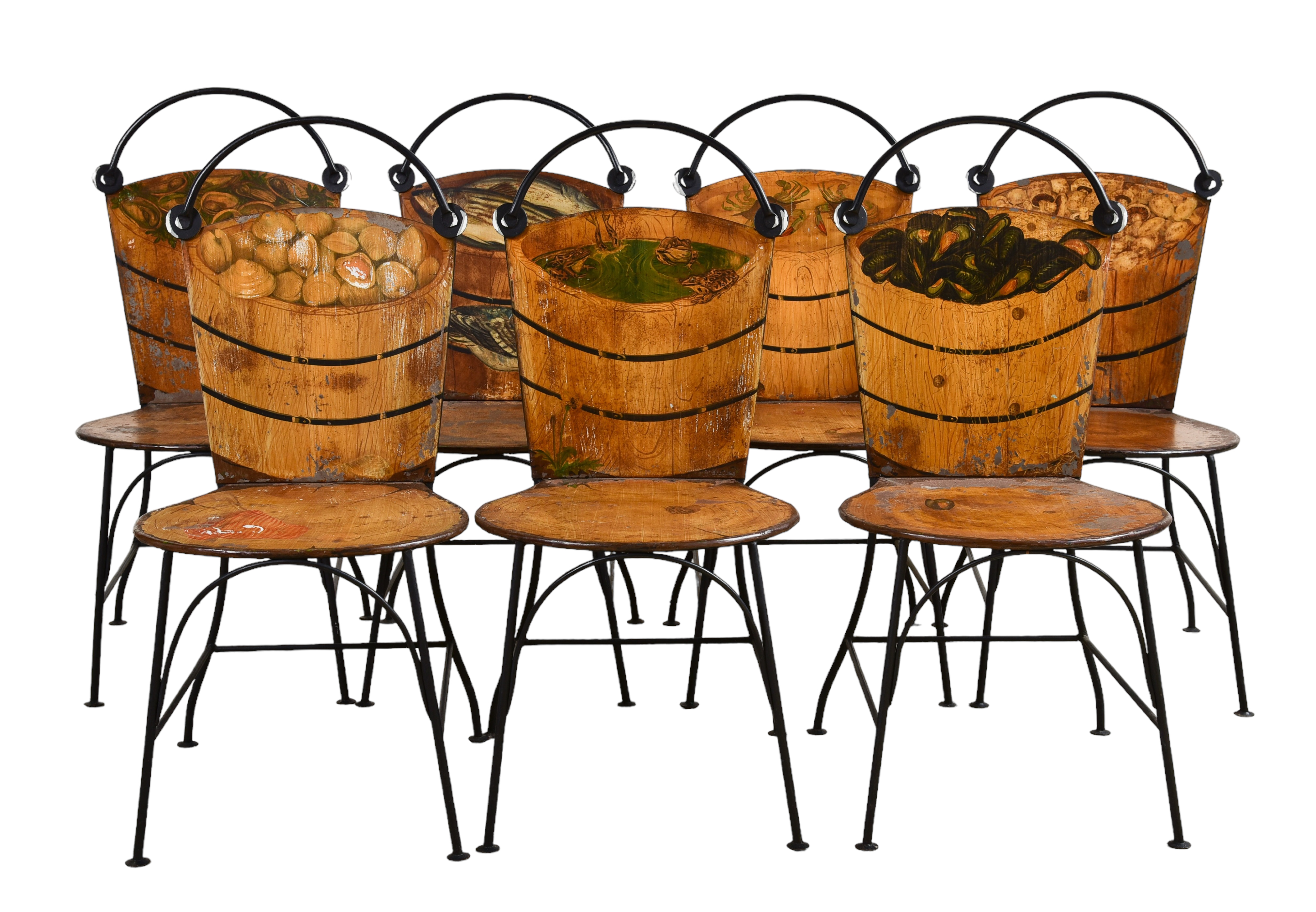 (7) Painted Tole side Chairs,