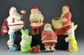 (7) Paper Mache Santas and Eas