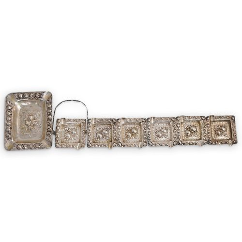 (7 PC) 800 SILVER ROSE ASHTRAY
