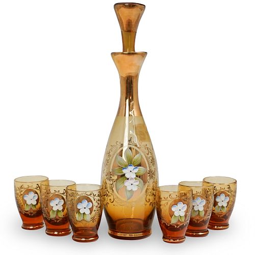 (7 PC) AMBER GLASS LIQUOR