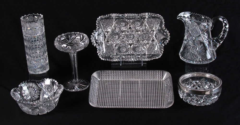 7 PC AMERICAN BRILLIANT CUT GLASS