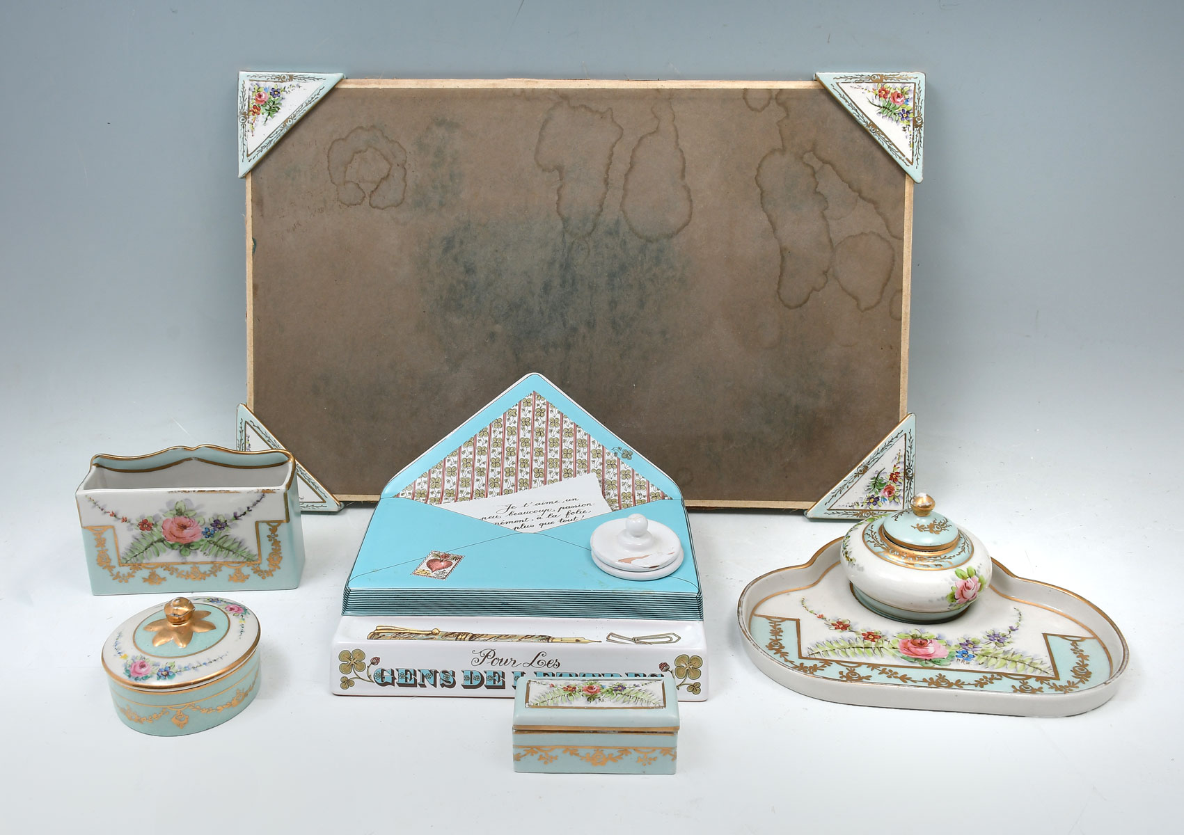 7- PC. AMOGES PORCELAIN DESK SET: