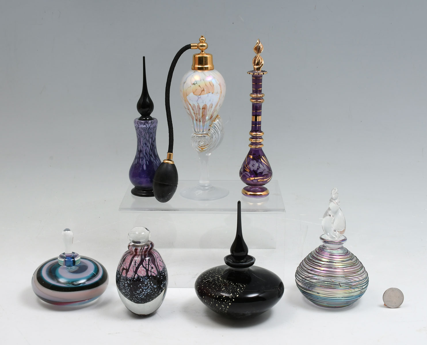7 PC. ART GLASS PERFUME BOTTLE