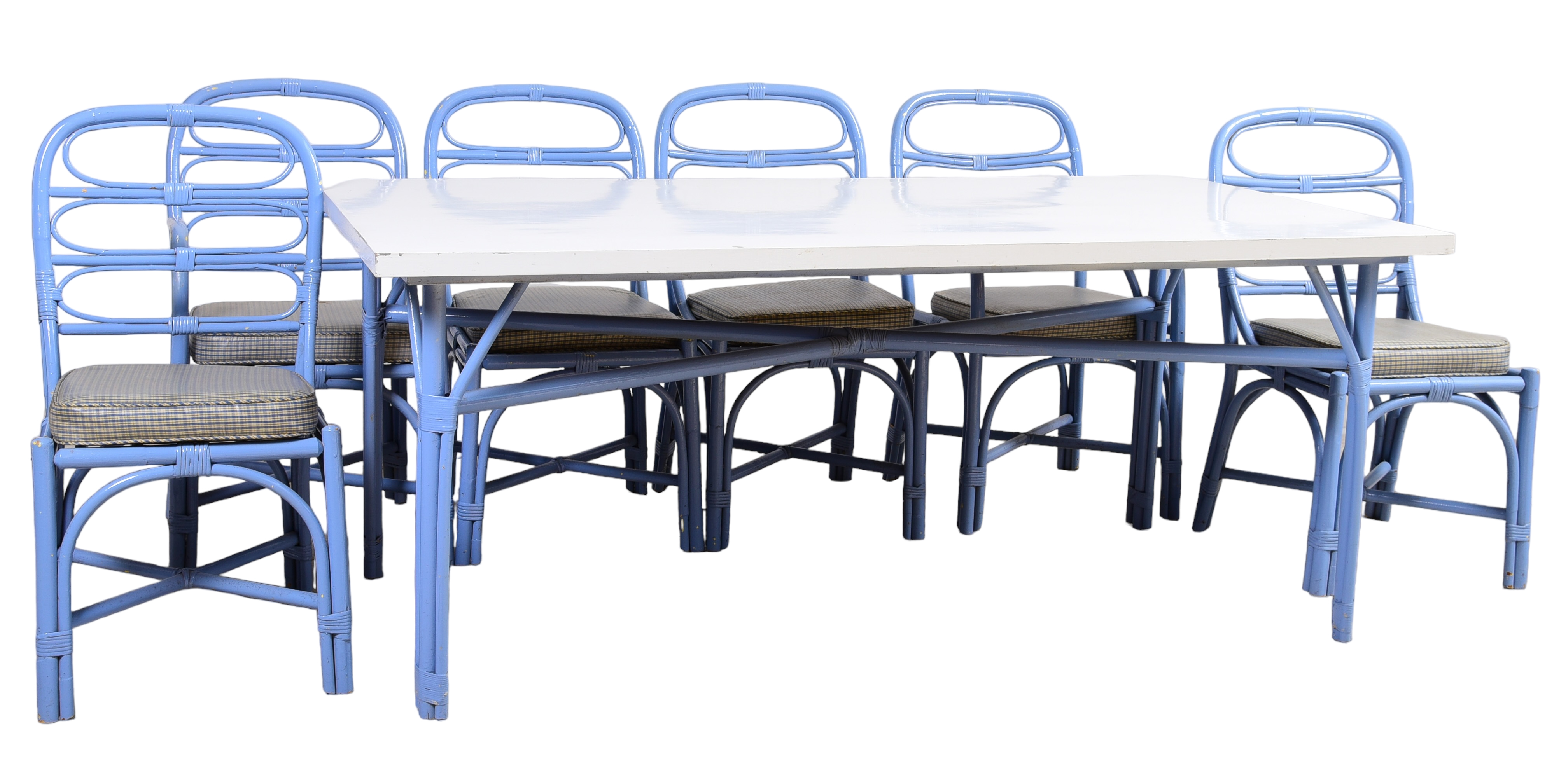 (7) pc bamboo painted dining set,