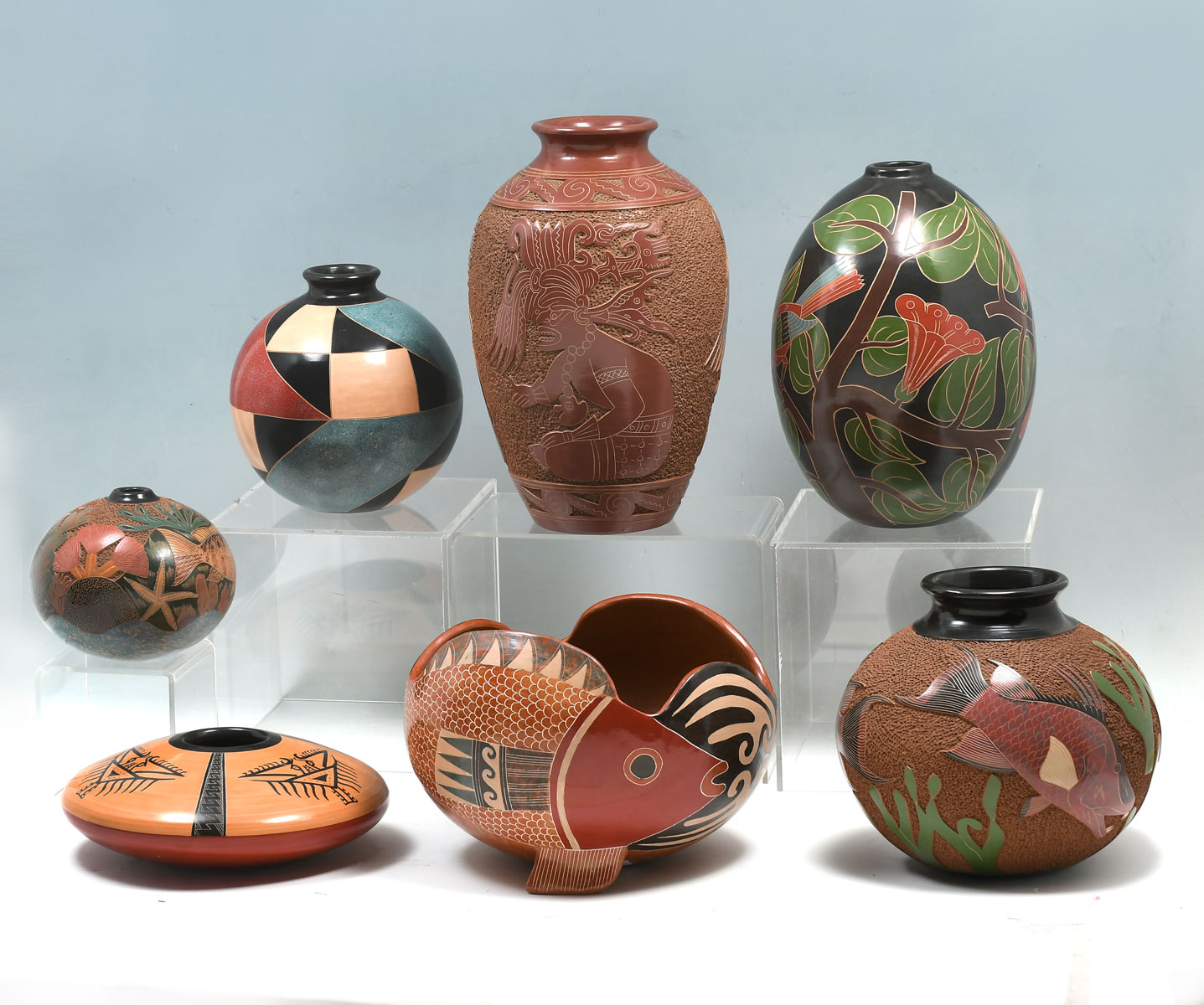 7 PC. EMANUEL MALDONADO ART POTTERY