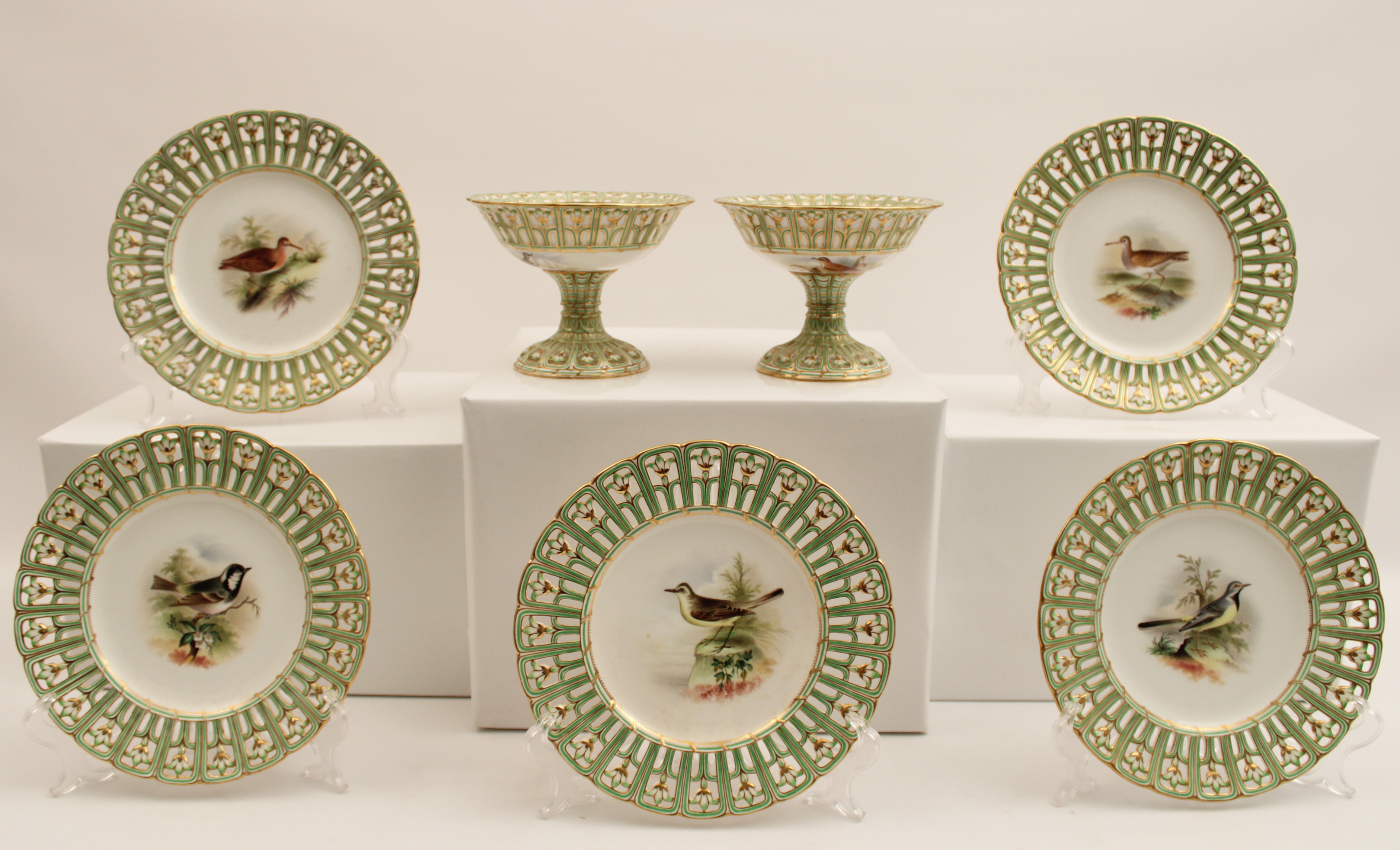 7 PC ENGLISH PORCELAIN DESSERT