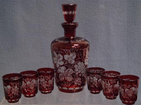 7 pc etched ruby flashed