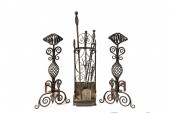 (7 PC) HAND WROUGHT IRON FIREP