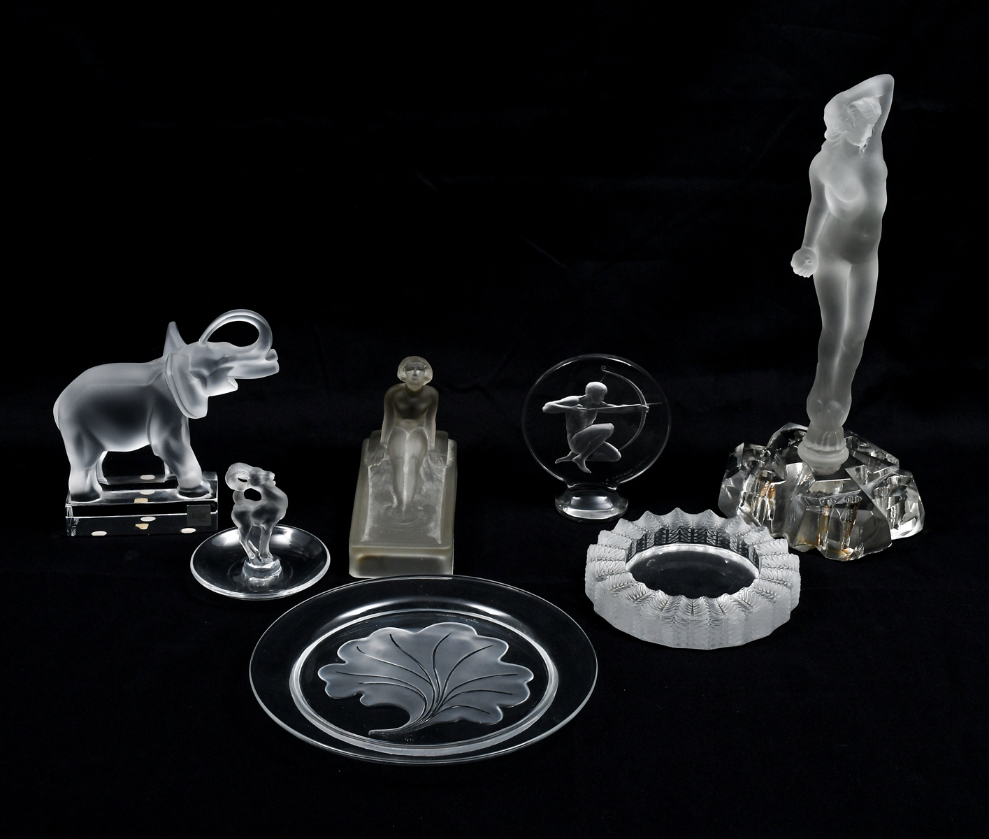 7 PC. LALIQUE & ART GLASS