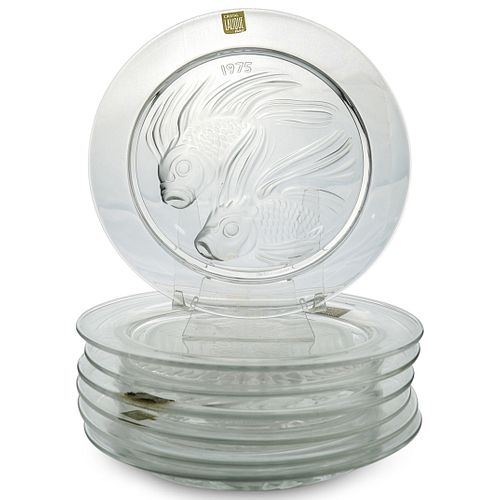 (7 PC) LALIQUE CRYSTAL PLATE