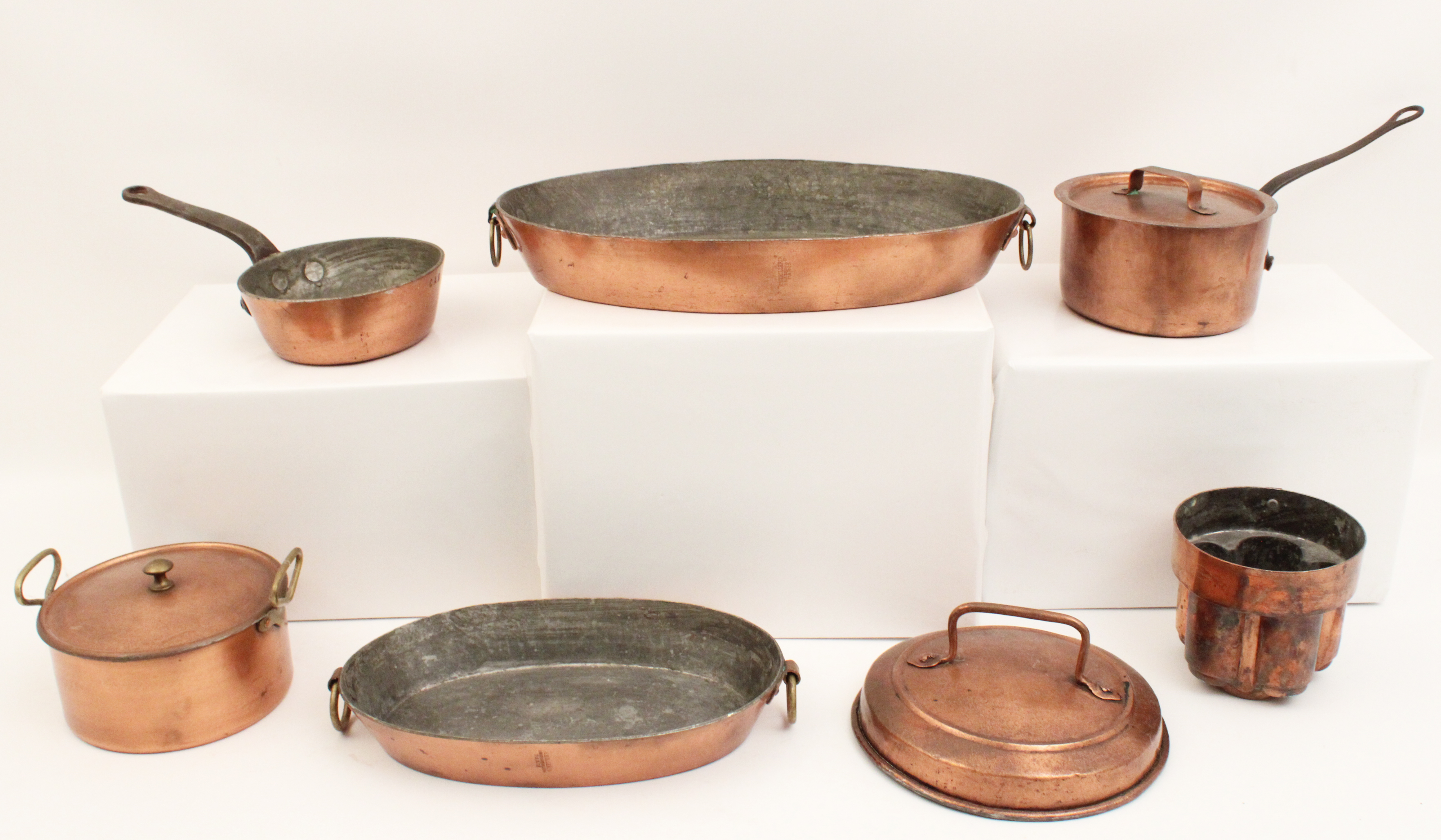 7 PC LOT OF FRENCH COPPER 7 PIECE