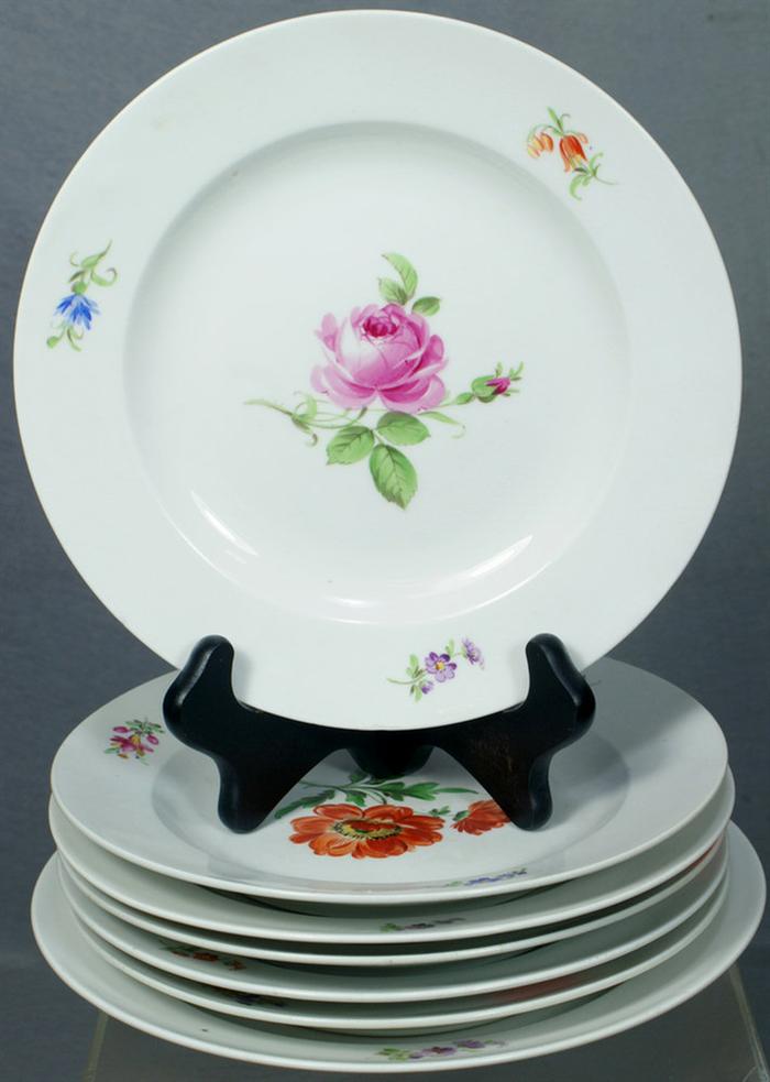 7 pc Meissen porcelain floral