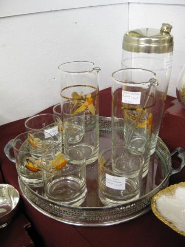 7 pc. Pheasant Decorated Cocktail