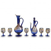 (7 PC) QAJAR PERSIAN BLUE GLAS