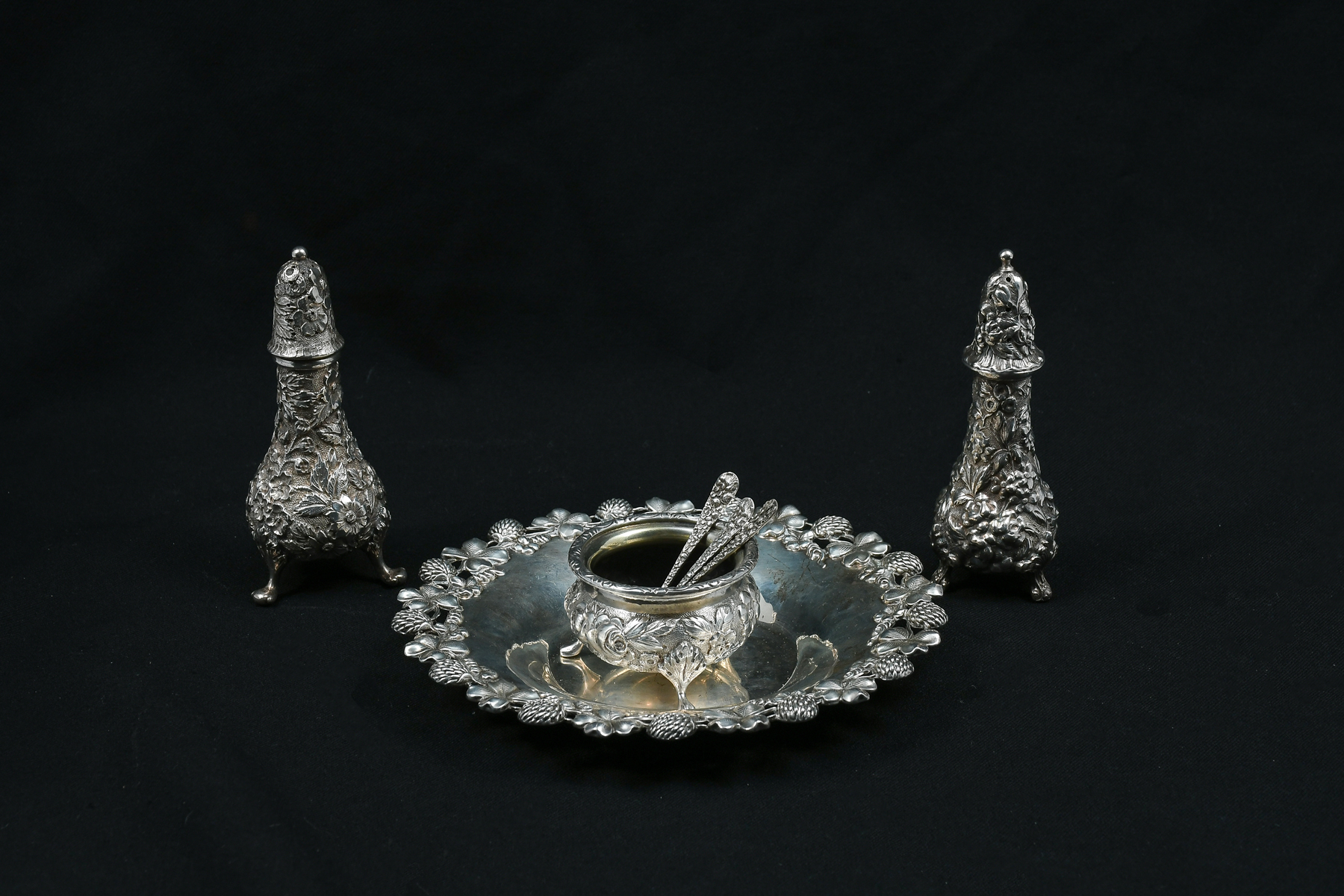 7 PC. STERLING SILVER REPOUSSE