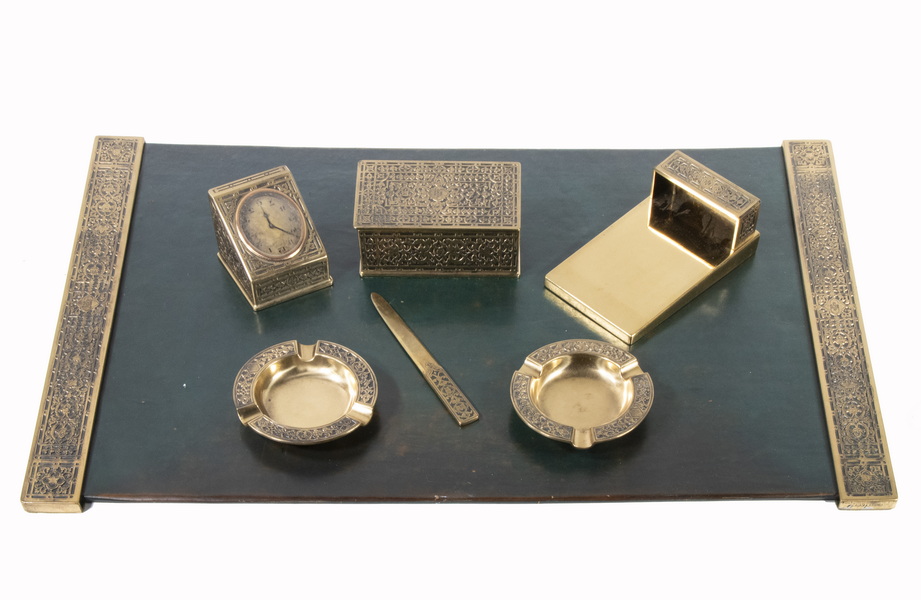 (7 PC) TIFFANY BRONZE DESK SET