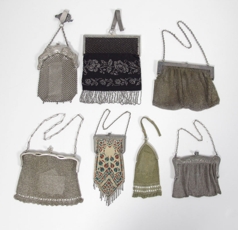7 PC. VINTAGE MESH AND BEADED