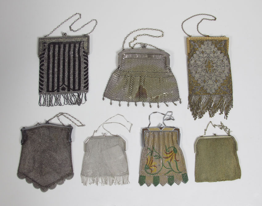 7 PC. VINTAGE MESH AND BEADED