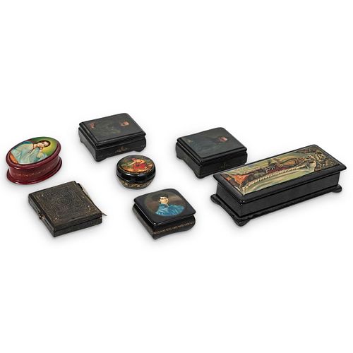 (7 PC) VINTAGE RUSSIAN LACQUER