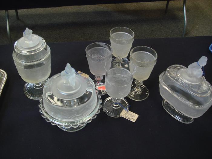 7 pcs 20th c EAPG Westward Ho
