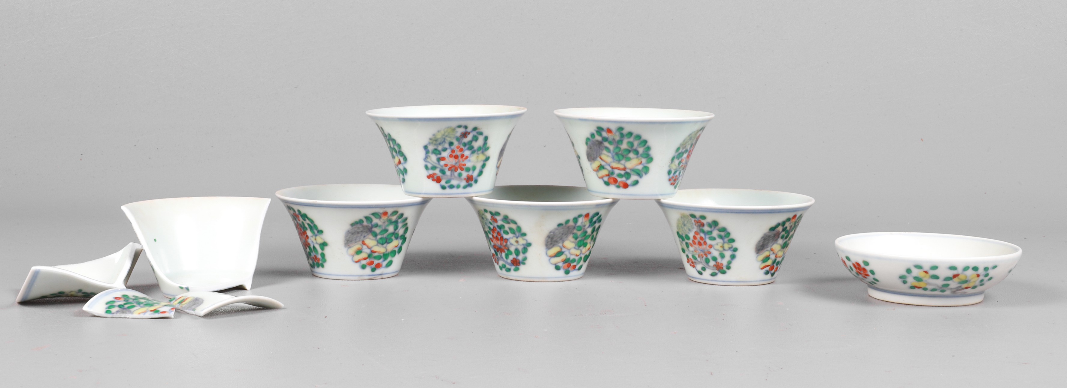 (7) Pcs Chinese doucai porcelain,