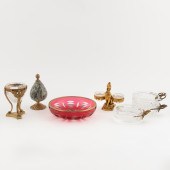 7 PCS, CRYSTAL AND GILT METAL