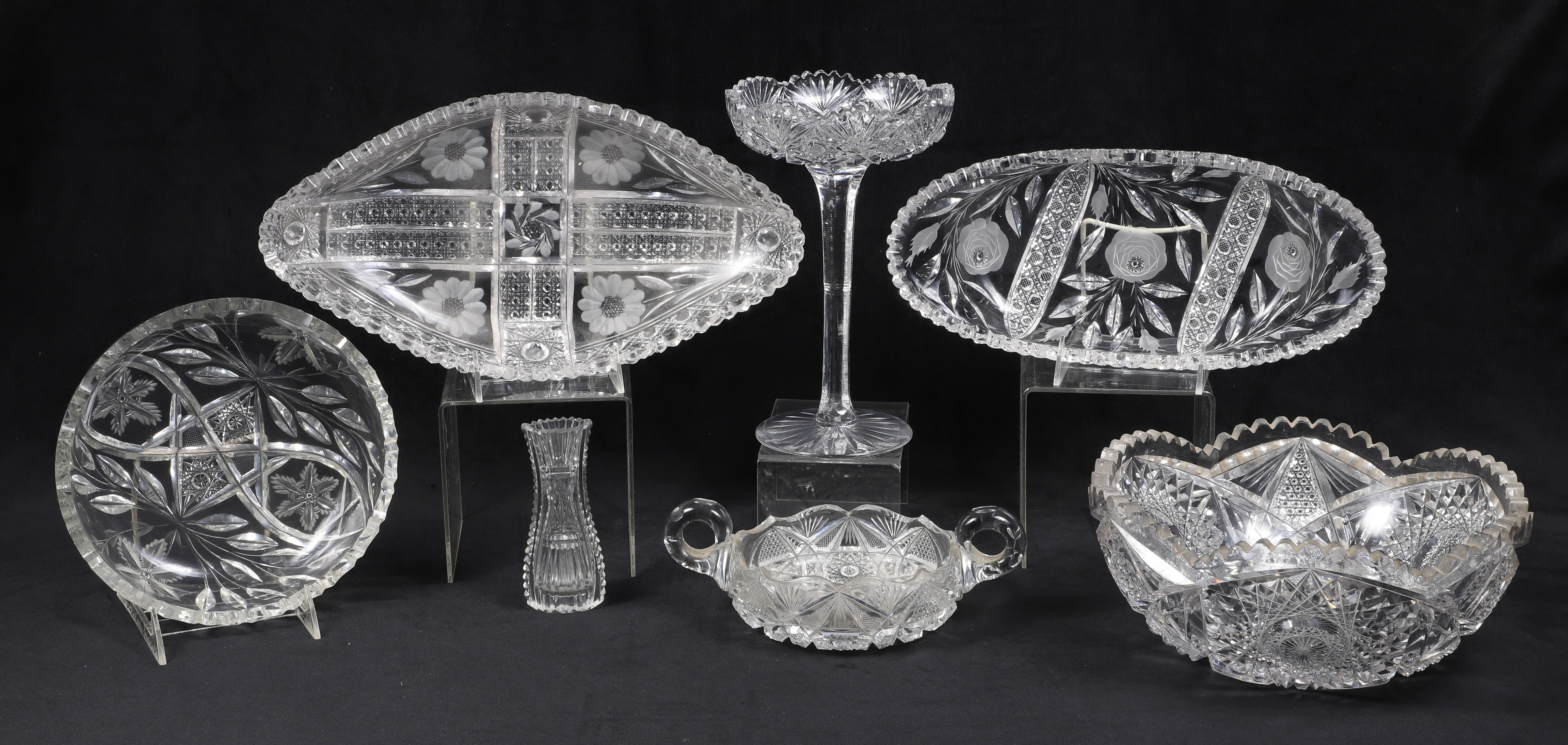 (7) Pcs cut glass, including
