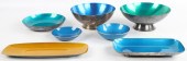 (7) Pcs enamel on silver plate