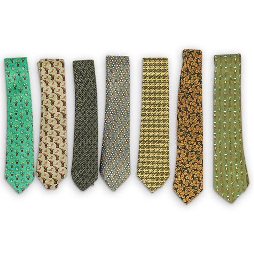 (7 PCS) HERMES SILK NECKTIE GROUP -