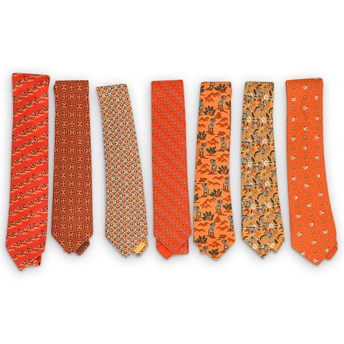 (7 PCS) HERMES SILK NECKTIE GROUP -