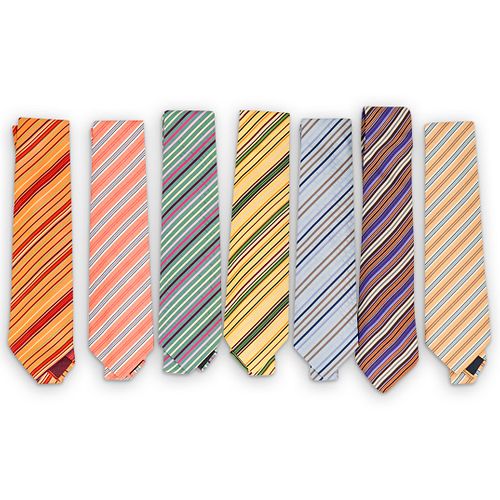 (7 PCS) HERMES SILK STRIPED NECKTIE