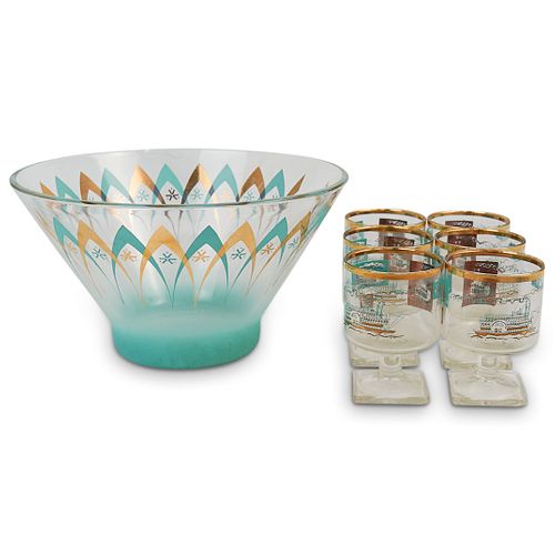 (7 PCS) MID-CENTURY BOWL & GLASS
