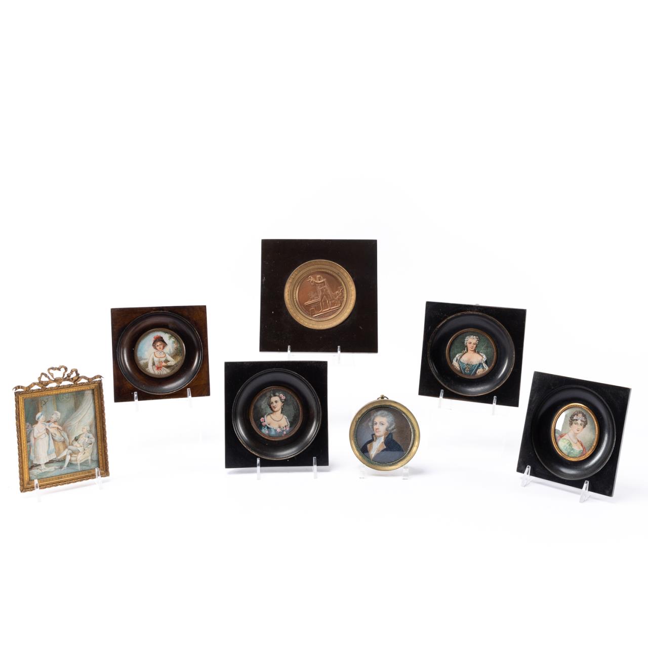 7 PCS, MINIATURE PORTRAIT PAINTINGS