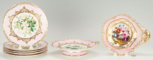 7 PCS. PINK GROUND PORCELAIN, INCL.