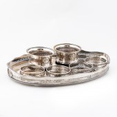 7 PCS, SILVERPLATE GALLERY TRA