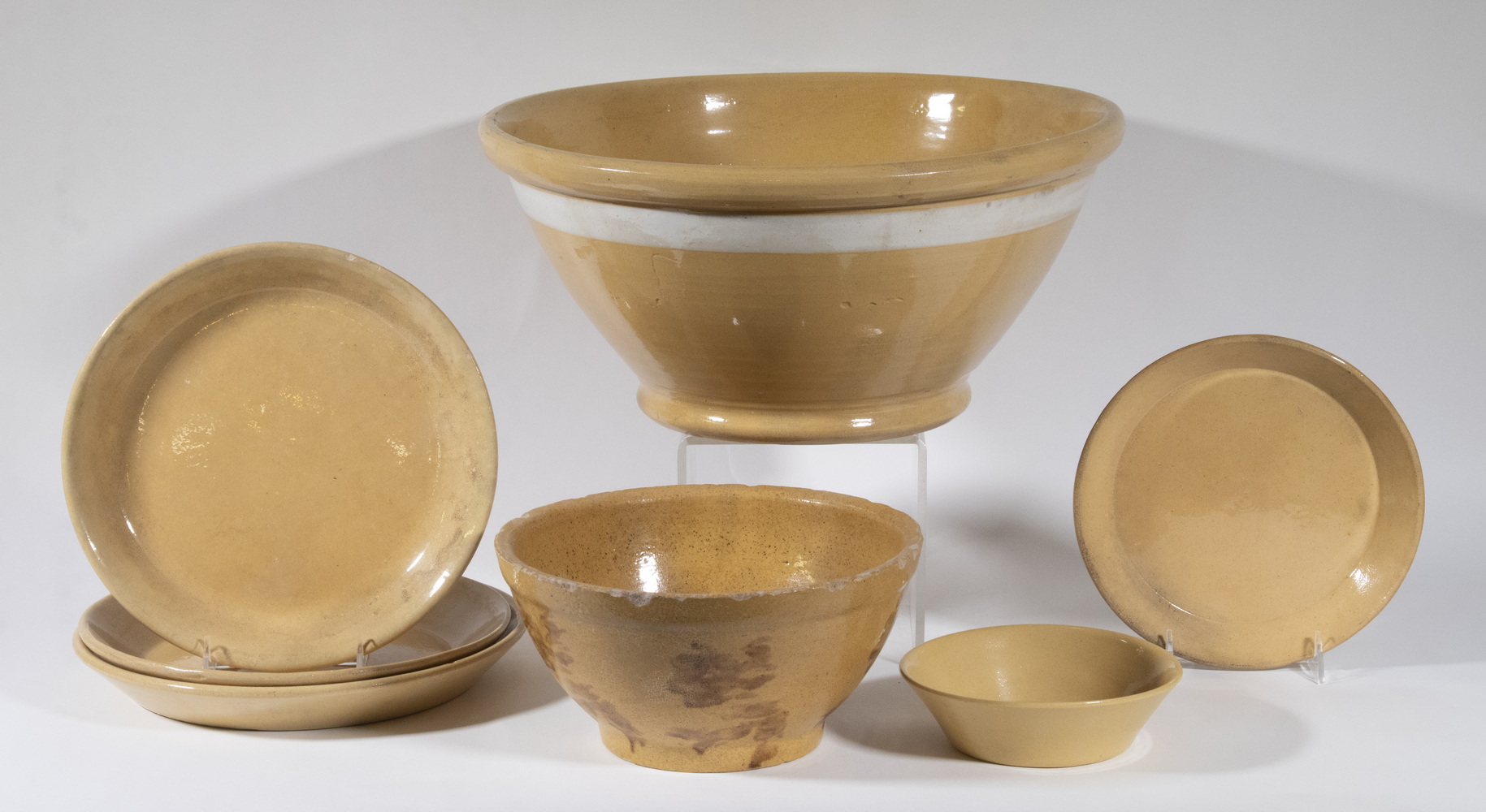 (7 PCS) YELLOWWARE POTTERY Lot of