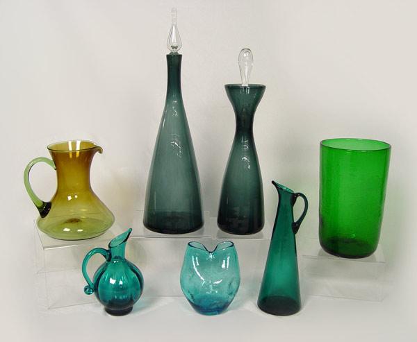 7 PIECE BLENKO BLOWN GLASS: Seven