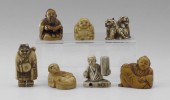 7 PIECE CARVED IVORY NETSUKE: