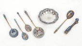 7 PIECE RUSSIAN SILVER GILT &
