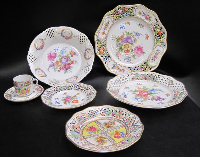 7 PIECES ASSORTED DRESDEN PORCELAIN