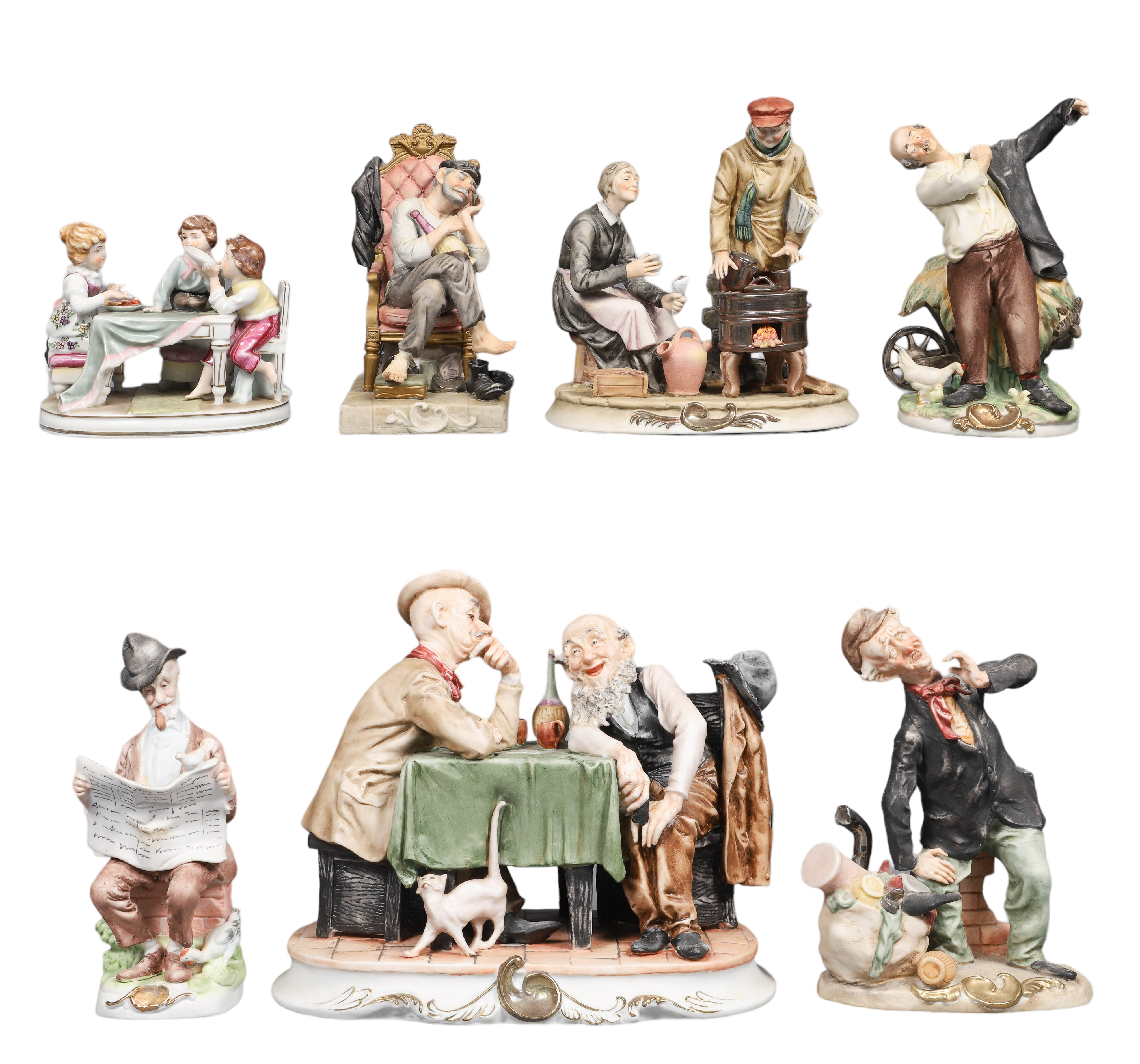 (7) Porcelain figure groups to